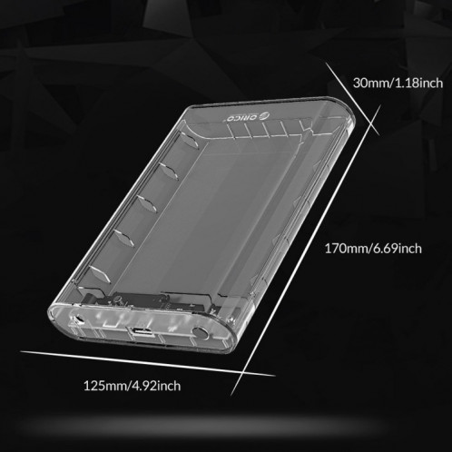 ORICO 3139U3 3.5 pouces SATA HDD USB 3.0 Micro B boîtier de stockage de disque dur externe (Transparent) SO842T172-07