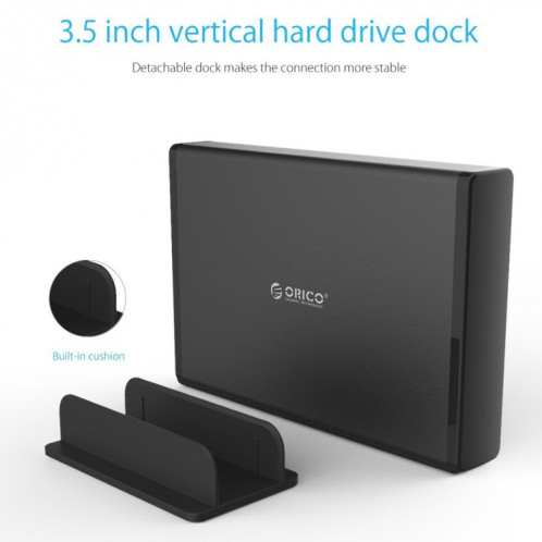 ORICO 7688U3 Vertical Aluminium Disque Dur Externe Boîtier De Stockage Station D'accueil Pour Disque Dur SATA 3,5 pouces (Noir) SO843B1378-08