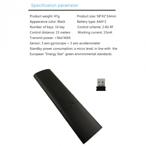 Q5 2.4G RF 3D Brossé Mode Somatosensoriel Télécommande universelle de souris d'air SH38561272-08