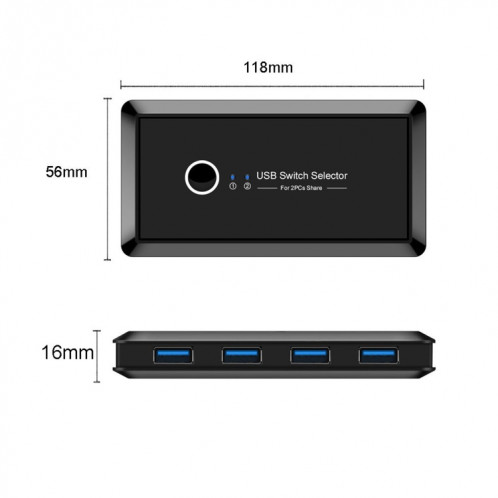 UK204V sélecteur de commutateur USB 3.0 sans lecteur 2 ports USB partageant 4 ports USB adaptateur de commutation pour souris, clavier, imprimante SH4149908-06