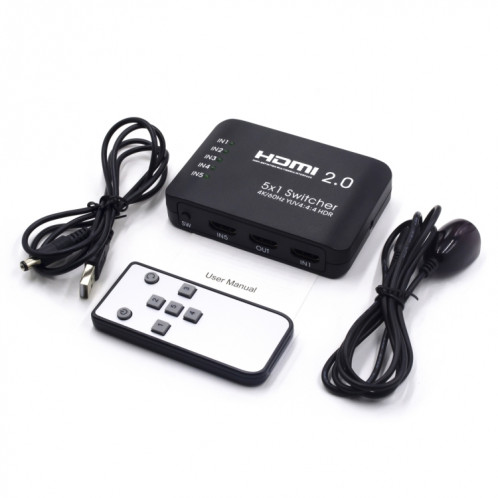 Répartiteur de commutateur Ultra HD 4K AYS-51V20 HDMI 2.0 5x1 (Noir) SH260B693-07