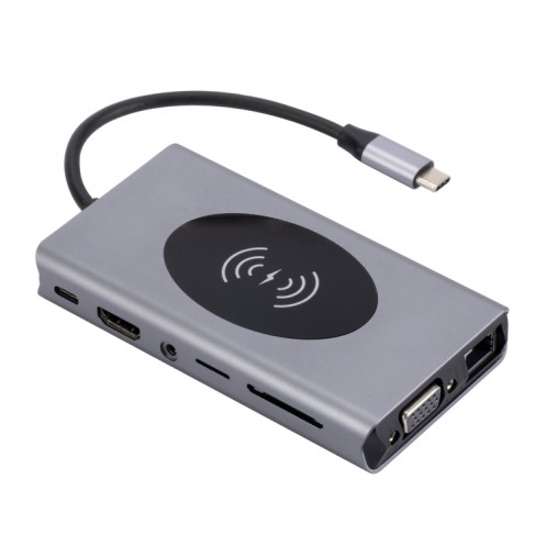 1093 Station d'accueil HUB USB Type-C 13 en 1 avec fonction de chargeur sans fil SH42721635-08