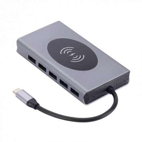 1093 Station d'accueil HUB USB Type-C 13 en 1 avec fonction de chargeur sans fil SH42721635-08