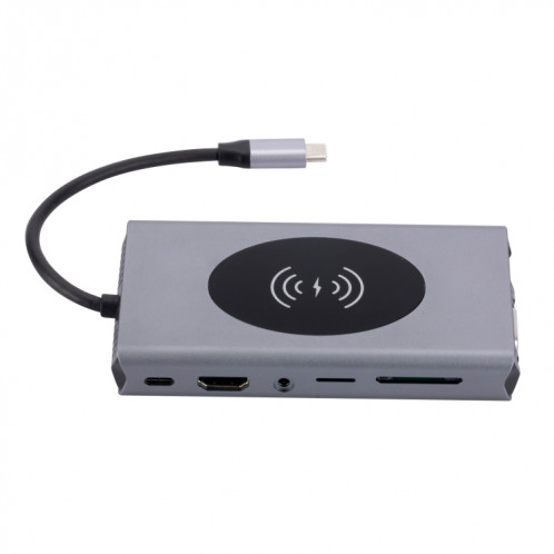 1093 Station d'accueil HUB USB Type-C 13 en 1 avec fonction de chargeur sans fil SH42721635-08