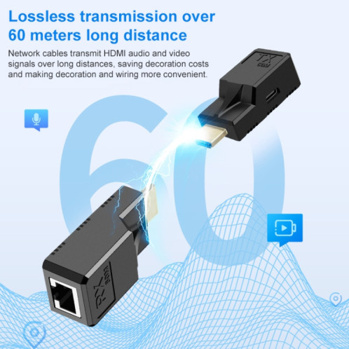 Extension de réseau RJ45 vers HDMI 60 m, avec câble SH4273848-011
