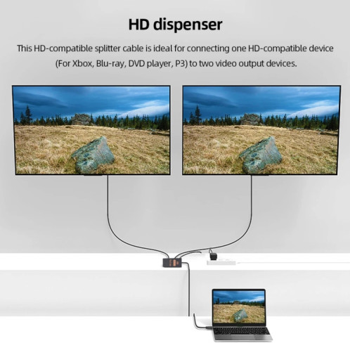 Répartiteur vidéo HDMI 4K HD 1 en 2 sorties, avec câble SH42761604-09