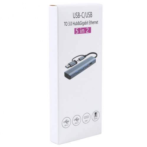 BYL-2208 Adaptateur HUB de station d'accueil multifonction USB + USB-C / Type-C vers USB 5 en 2 SH44101901-010