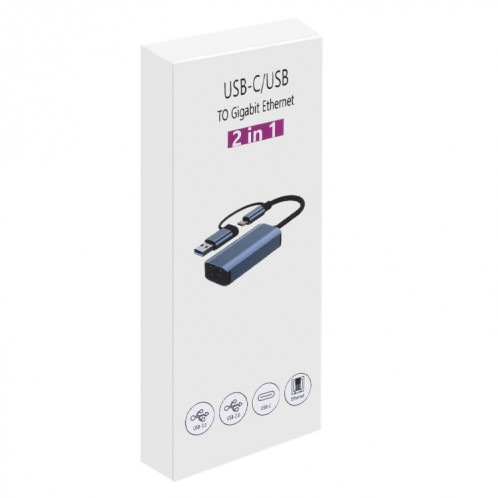 BYL-2207 Adaptateur HUB 2 en 1 USB + Type-C vers RJ45 pour station d'accueil SH44111187-09