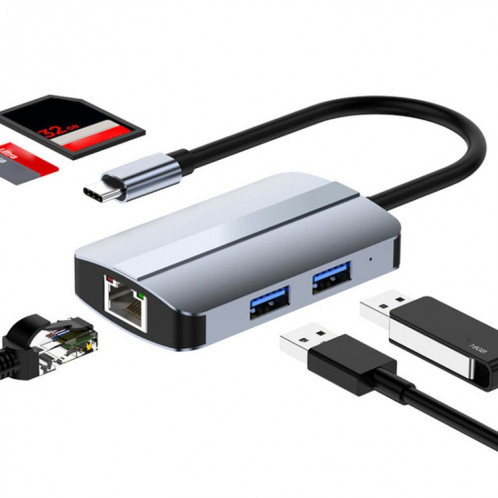 BYL-2112 Adaptateur HUB de station d'accueil multifonction USB-C / Type-C vers USB 5 en 1 SH4413205-011