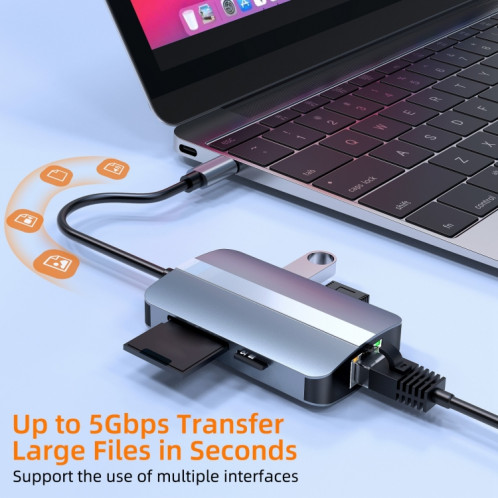 BYL-2112 Adaptateur HUB de station d'accueil multifonction USB-C / Type-C vers USB 5 en 1 SH4413205-011