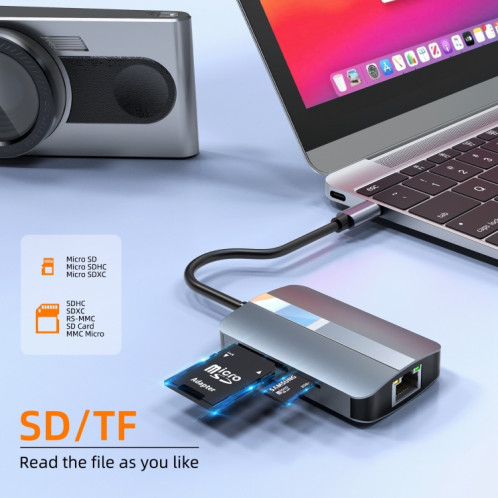 BYL-2112 Adaptateur HUB de station d'accueil multifonction USB-C / Type-C vers USB 5 en 1 SH4413205-011