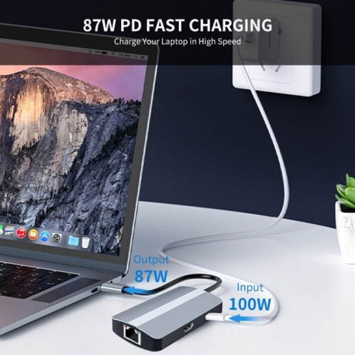 BYL-2209 Adaptateur HUB de station d'accueil multifonction USB-C / Type-C vers USB 6 en 1 SH44151300-09