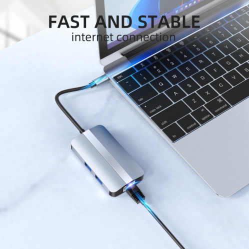 BYL-2203 Adaptateur HUB de station d'accueil multifonction USB-C / Type-C vers USB 6 en 1 SH44161432-011