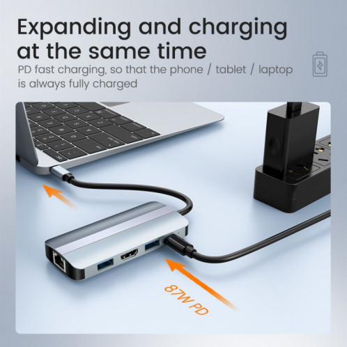 BYL-2206 Adaptateur HUB de station d'accueil multifonction USB-C / Type-C vers USB 9 en 1 SH44191129-08
