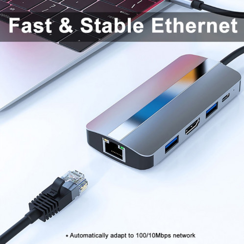 BYL-2206 Adaptateur HUB de station d'accueil multifonction USB-C / Type-C vers USB 9 en 1 SH44191129-08