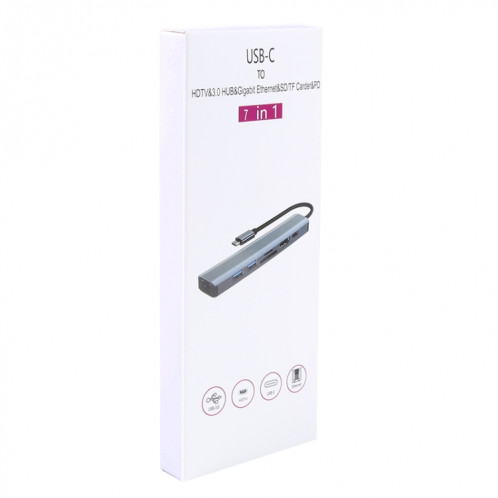 BYL-2303 Adaptateur HUB de station d'accueil multifonction USB-C / Type-C vers USB 7 en 1 SH442264-09