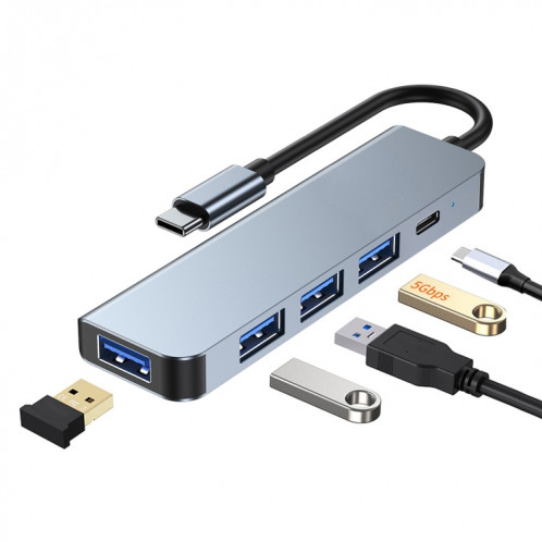 BYL-2301 Adaptateur HUB de station d'accueil multifonction USB-C / Type-C vers USB 5 en 1 SH4423741-08