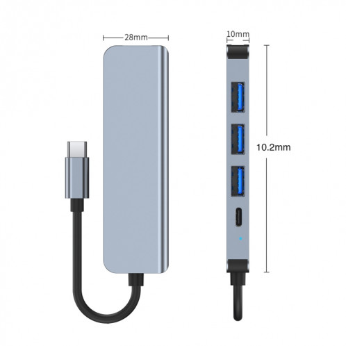 BYL-2301 Adaptateur HUB de station d'accueil multifonction USB-C / Type-C vers USB 5 en 1 SH4423741-08