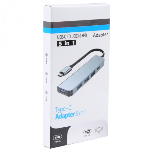 BYL-2301 Adaptateur HUB de station d'accueil multifonction USB-C / Type-C vers USB 5 en 1 SH4423741-08