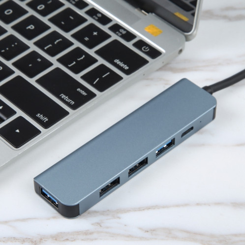 BYL-2301 Adaptateur HUB de station d'accueil multifonction USB-C / Type-C vers USB 5 en 1 SH4423741-08