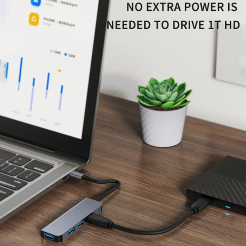 BYL-2301 Adaptateur HUB de station d'accueil multifonction USB-C / Type-C vers USB 5 en 1 SH4423741-08