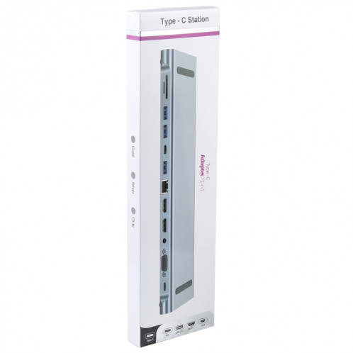 BYL-2003U2 12 en 1 USB-C / Type-C vers USB Adaptateur HUB de Station d'Accueil Multifonctionnel SH4424274-09