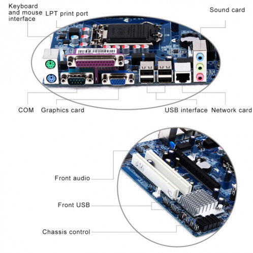 Carte mère Intel H55 1156 broches DDR3 Carte son intégrée Prise en charge de la carte graphique i7 / i5 SH4787402-07