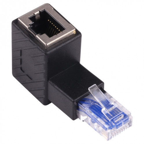 Convertisseur de mâle RJ45 à femelle 90 degrés Adaptateur d'extension pour CAT5 CAT6 LAN Câble réseau Ethernet SH48081917-06