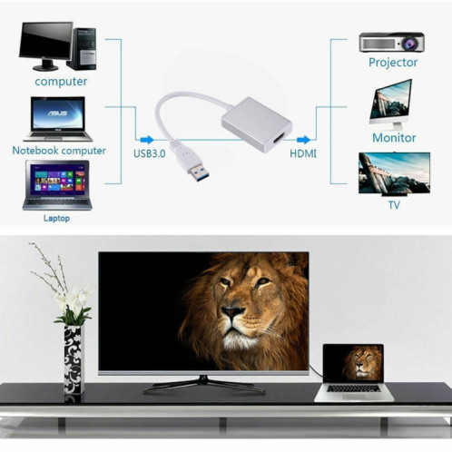 Câble convertisseur de carte graphique externe USB3.0 vers HDMI (noir) SH870B581-010