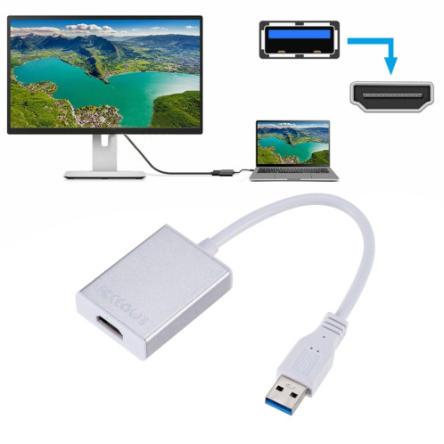 Câble convertisseur de carte graphique externe USB3.0 vers HDMI (argent) SH870S1450-010