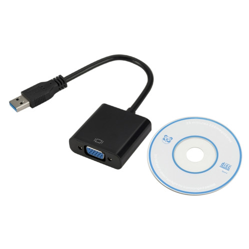 Câble de convertisseur de carte graphique externe USB3.0 vers VGA, résolution: 720P (noir) SH871B1855-05