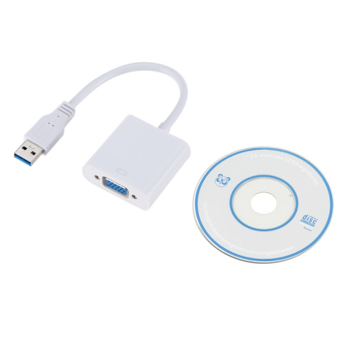 Câble de convertisseur de carte graphique externe USB3.0 vers VGA, résolution: 720P (blanc) SH871W1028-05
