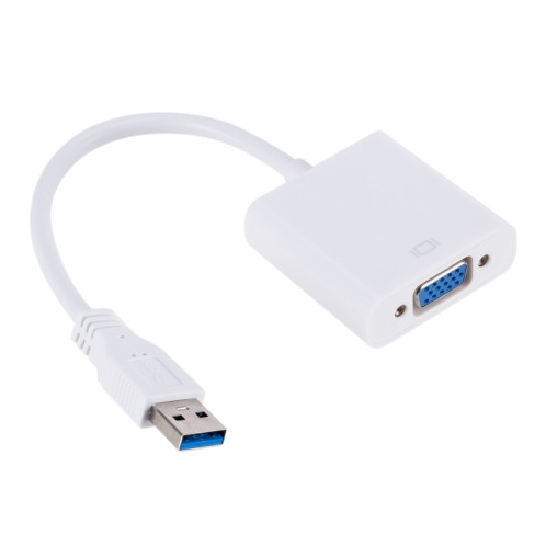 Câble de convertisseur de carte graphique externe USB3.0 vers VGA, résolution: 1080P (blanc) SH872W1630-05