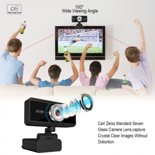 Webcam HXSJ S90 30fps 1 mégapixel 720P HD pour ordinateur de bureau / ordinateur portable / Android TV, avec microphone insonorisant de 8 m, longueur: 1,5 m SH48831124-011