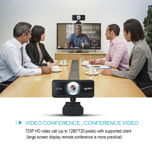 Webcam HXSJ S90 30fps 1 mégapixel 720P HD pour ordinateur de bureau / ordinateur portable / Android TV, avec microphone insonorisant de 8 m, longueur: 1,5 m SH48831124-011