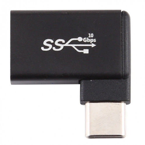 Adaptateur en alliage d'aluminium à tête coudée à 90 degrés Type-C / USB-C mâle vers USB 3.0 femelle (noir) SH951B960-05