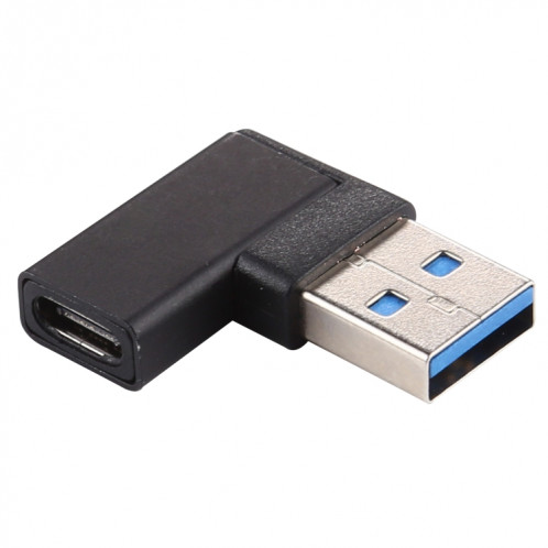 Adaptateur en alliage d'aluminium à tête coudée à 90 degrés Type-C / USB-C femelle vers USB 3.0 mâle (noir) SH954B485-05