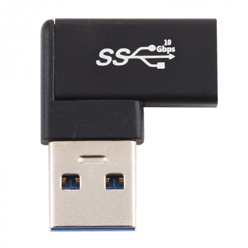 Adaptateur en alliage d'aluminium à tête coudée à 90 degrés Type-C / USB-C femelle vers USB 3.0 mâle (noir) SH954B485-05