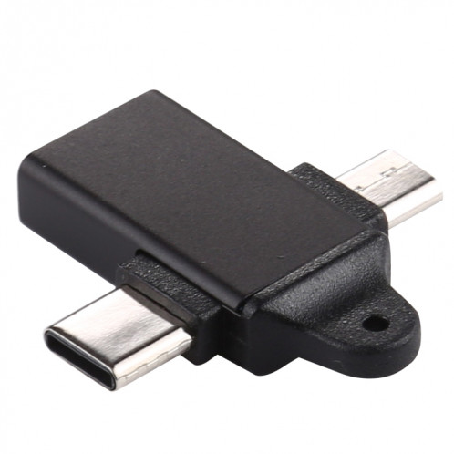 Adaptateur USB 3.0 Femelle vers Type-C / USB-C Mâle + Micro Mâle en Alliage d'Aluminium (Noir) SH955B778-05