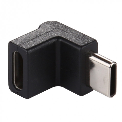 Adaptateur en alliage d'aluminium à tête coudée à 90 degrés Type-C / USB-C mâle vers Type-C / USB-C femelle (noir) SH957B1094-05