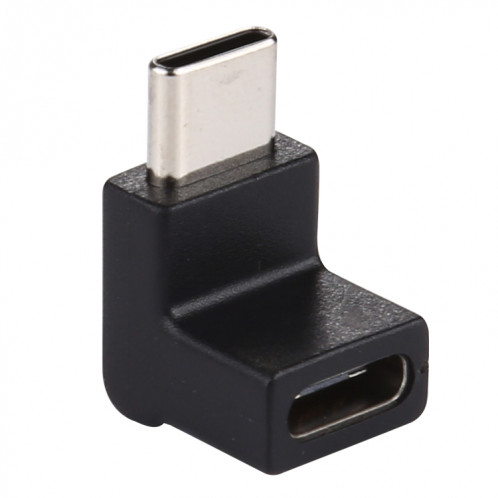Adaptateur en alliage d'aluminium à tête coudée à 90 degrés Type-C / USB-C mâle vers Type-C / USB-C femelle (noir) SH957B1094-05