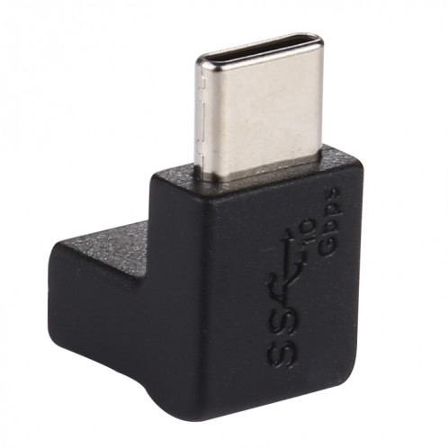 Adaptateur en alliage d'aluminium à tête coudée à 90 degrés Type-C / USB-C mâle vers Type-C / USB-C femelle (noir) SH957B1094-05