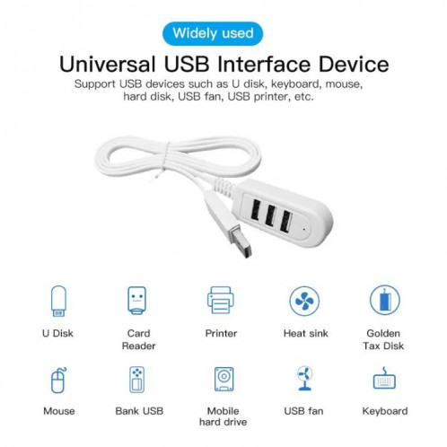 Adaptateur HUB femelle 30 cm TPE USB A vers 3 ports USB SH5074104-06