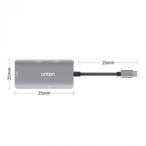 Onten 91882 5 en 1 USB3.0 x3 + SD + TF + CF Type-C / USB-C OTG lecteur de carte multifonction SO50821308-011