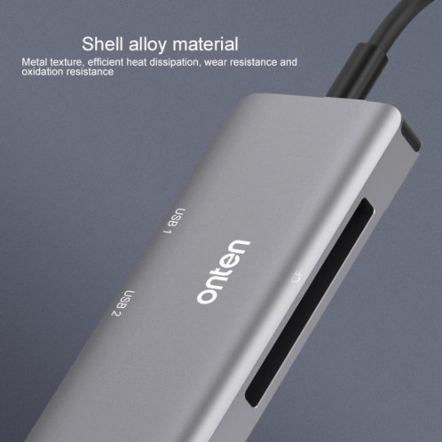 Onten 91882 5 en 1 USB3.0 x3 + SD + TF + CF Type-C / USB-C OTG lecteur de carte multifonction SO50821308-011