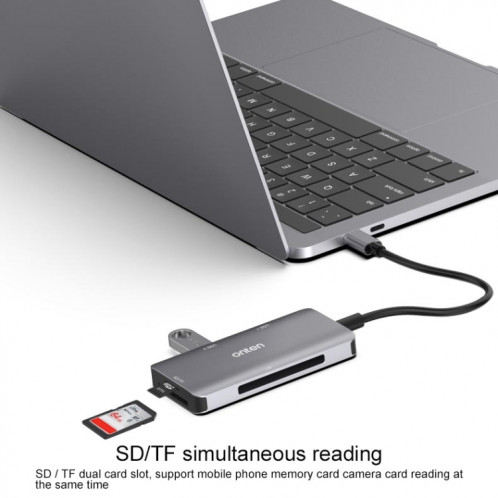 Onten 91882 5 en 1 USB3.0 x3 + SD + TF + CF Type-C / USB-C OTG lecteur de carte multifonction SO50821308-011