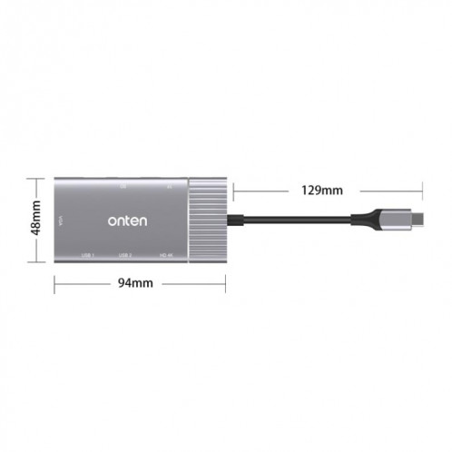 Onten 95113 8 en 1 USB 3.0 x2 + SD / TF + HDMI / VGA + Jack 3,5 mm + Type-C / USB-C (PD 3.0) Station d'accueil de convertisseur HUB multifonction SO5083436-013