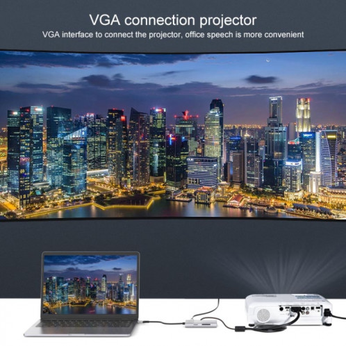 Onten 95113 8 en 1 USB 3.0 x2 + SD / TF + HDMI / VGA + Jack 3,5 mm + Type-C / USB-C (PD 3.0) Station d'accueil de convertisseur HUB multifonction SO5083436-013