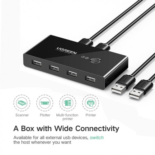 Sélecteur de commutateur USB Ugreen 2 ports USB partageant un adaptateur de commutateur de ports USB pour souris, clavier, imprimante SU50891961-010