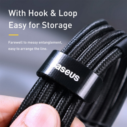 Câble de chargement Flash USB-C / Type-C PD 2.0 100W Baseus Cafule Series, Longueur: 2m (Noir Gris) SB26BH1737-012